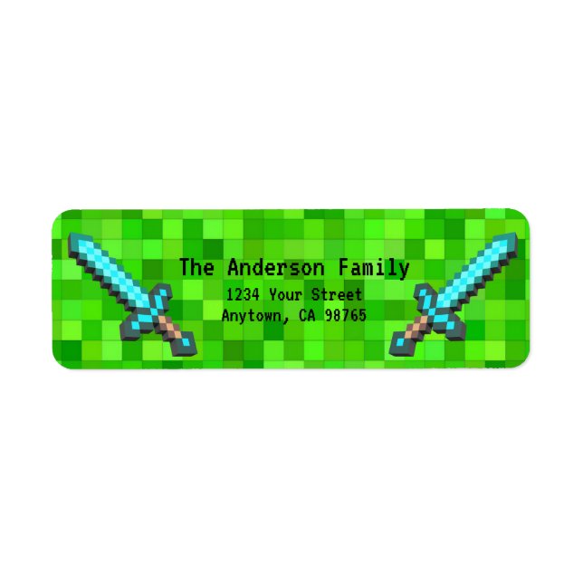 Green Pixels Mining Blocks Gamer Custom Address (Front)