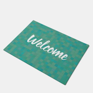 Green pixels mosaic door mat