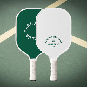 Green PKBL Social Club Monogram Crest Pickleball Paddle