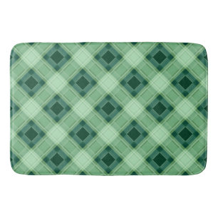 Green plaid bath mat
