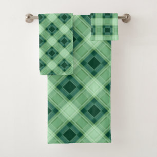 Green plaid bath towel set