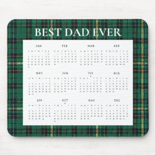 Green Plaid Best Dad Ever 2027 Calendar Mouse Pad