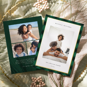 Green Plaid Border Christmas Photo