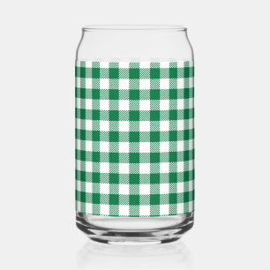 Green Plaid  Can Glass