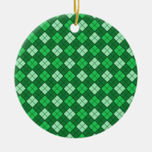 Green Plaid Ceramic Tree Decoration