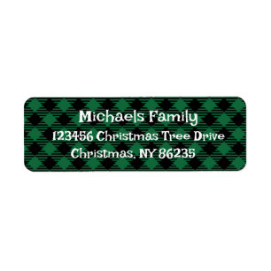 Green Plaid Christmas Address Labels - Personalise