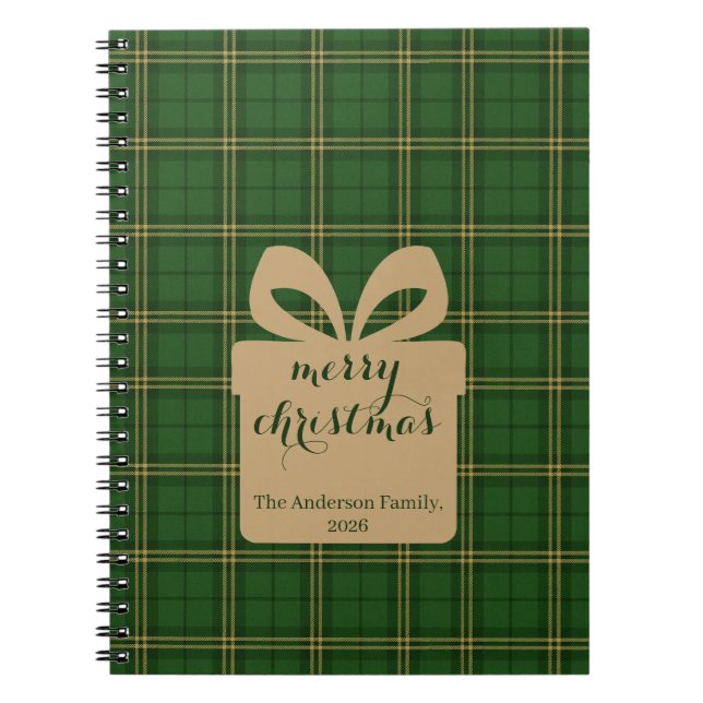 Green Plaid Christmas Festive Pattern -  Notebook (Front)