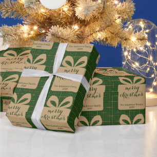 Green Plaid Christmas Festive Pattern - Wrapping Paper
