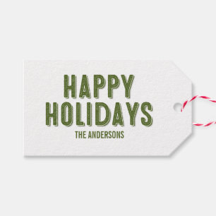 Green Plaid Christmas Happy Holidays Gift Tag