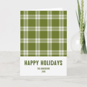 Green Plaid Christmas Happy Holidays Greeting Card