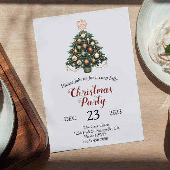 Green Plaid Christmas Invitation Hygge Scandinavia (Creator Uploaded)