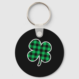 Green Plaid Clover St Patricks Day Women Shamrock  Key Ring