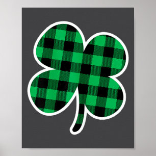 Green Plaid Clover St Patricks Day Women Shamrock Poster