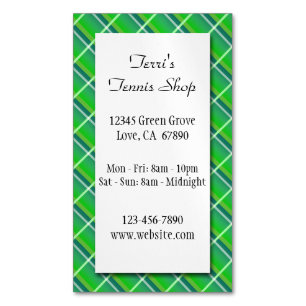 Green Plaid Custom Small Business Magnetic Card