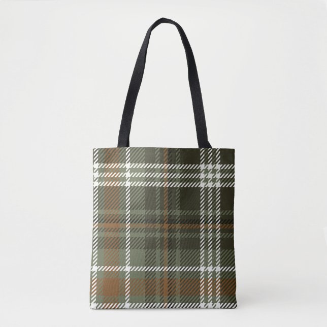 Green Plaid Dark Academia Tote Bag (Front)