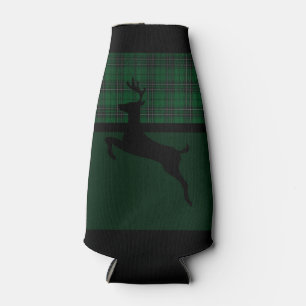 Green Plaid Deer Bottle Cooler