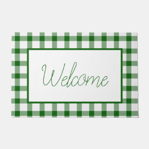 Green plaid  doormat