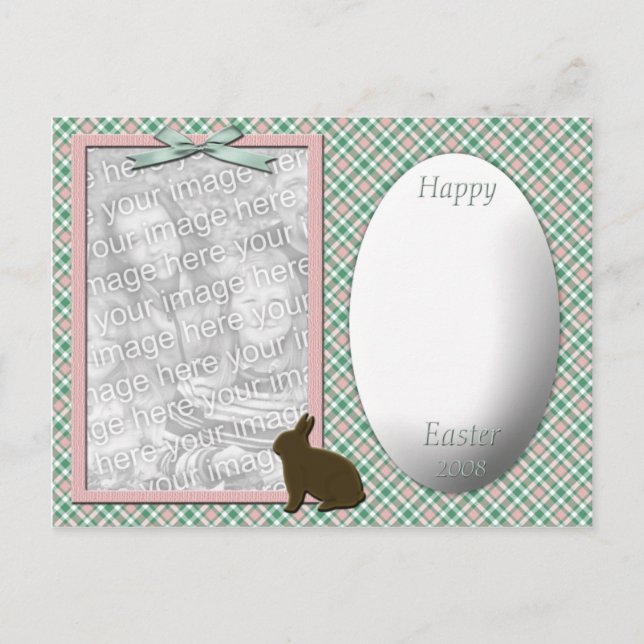 Green Plaid Easter Photo Template (Front)