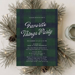 Green Plaid Favourite Things Holiday Party Invitat Invitation