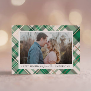 Green Plaid Frame Christmas Real Foil Photo