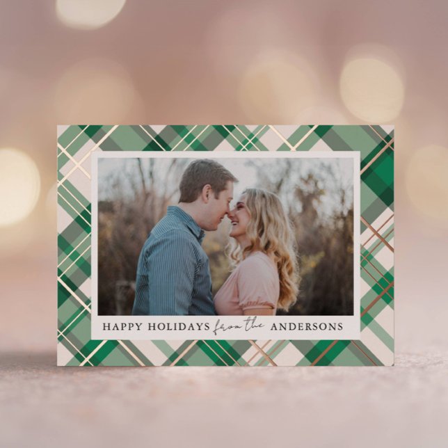 Green Plaid Frame Christmas Real Foil Photo (Creator Uploaded)