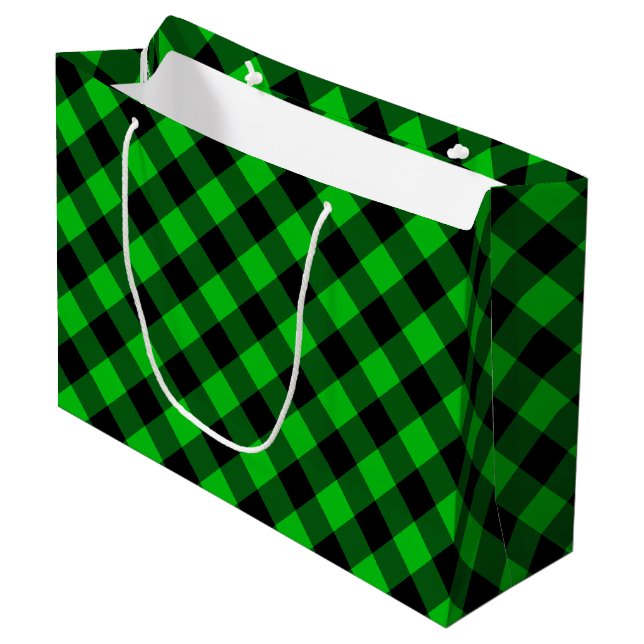 Green Plaid Gift Bag (Front Angled)