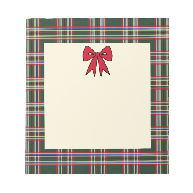 Green Plaid Holiday Christmas Notepad  (Front)