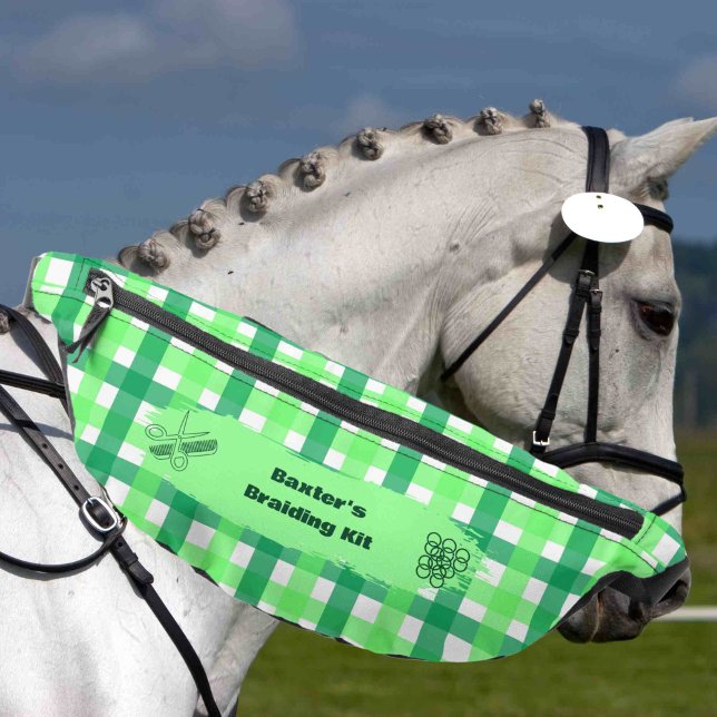 Green Plaid Horse Show Mane Tail Braiding Bum Bags (Creator Uploaded)