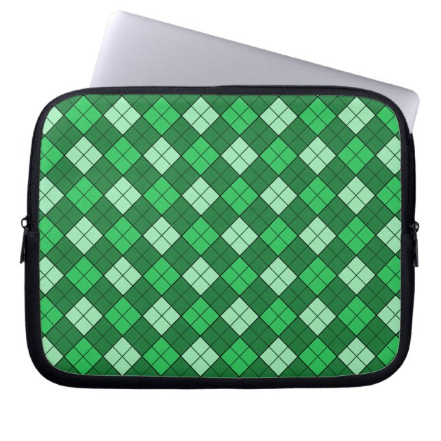 Green Plaid Laptop Sleeve (Front)