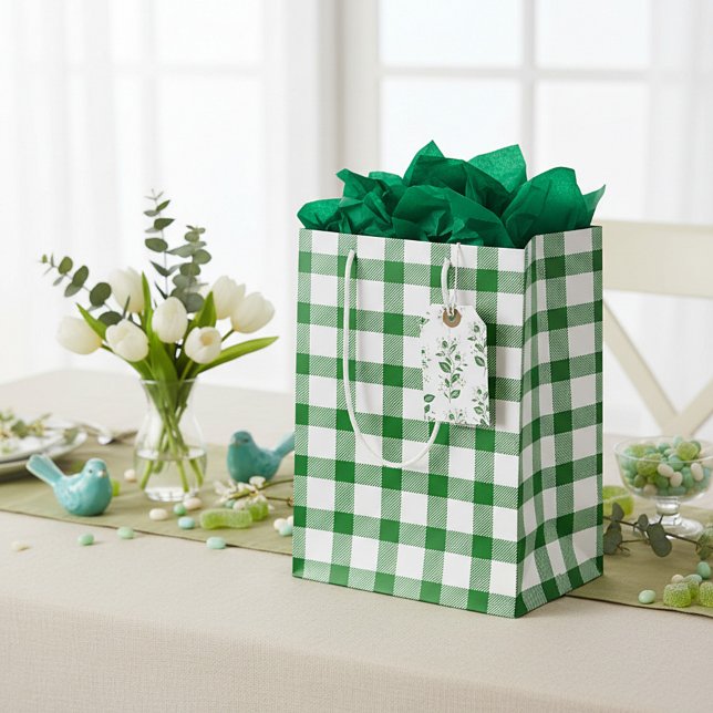 Green plaid  medium gift bag (Creator Uploaded)