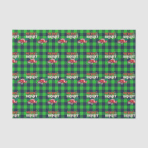 Green Plaid Merry Bright Red Truck Holiday Tissue Paper