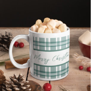 Green Plaid Merry Christmas  Coffee Mug