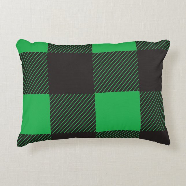 Green plaid Merry Christmas Decorative Cushion (Front)