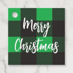 Green plaid Merry Christmas Favour Tags