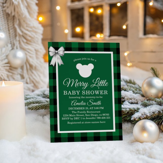 Green Plaid Merry Little Baby Shower Invitation (Creator Uploaded)
