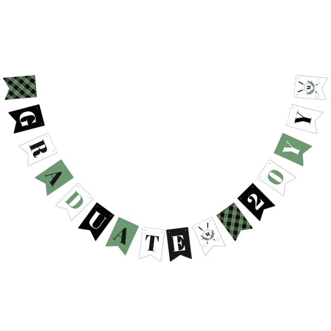 Green Plaid Monogram Golf Themed Graduation ´ Bunting (All)