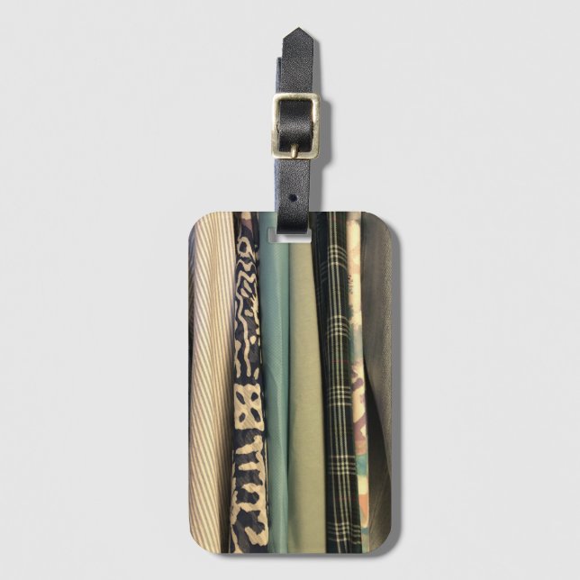 Green plaid n prints  luggage tag (Front Vertical)