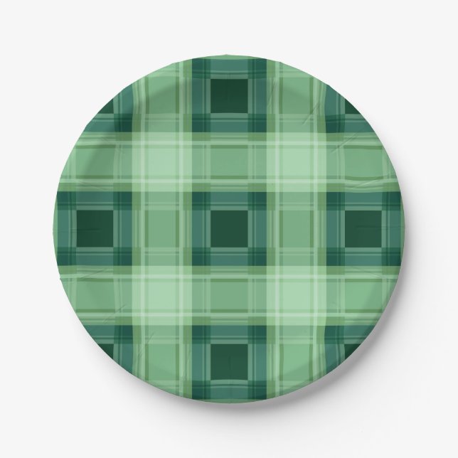 Green plaid paper plate (Front)