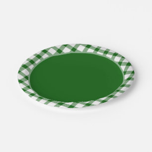 Green plaid paper plate