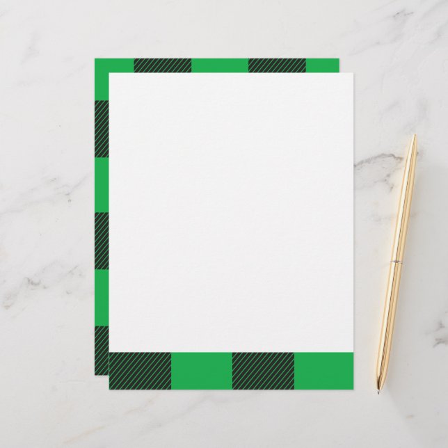 Green plaid pattern custom letterhead (Front/Back In Situ)