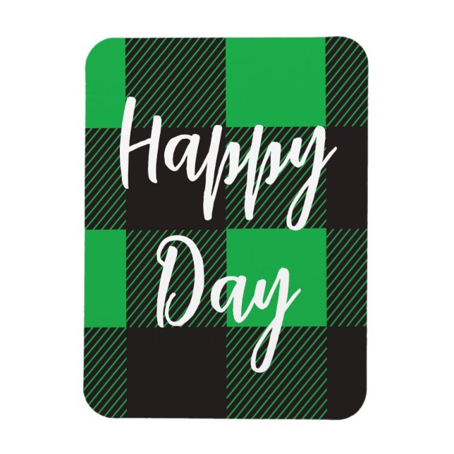 Green Plaid Pattern Magnet (Vertical)