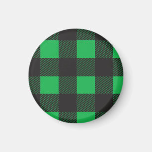 Green plaid pattern magnet