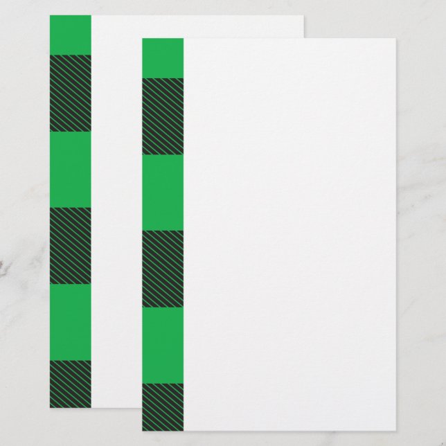 Green plaid pattern stationery (Front/Back)