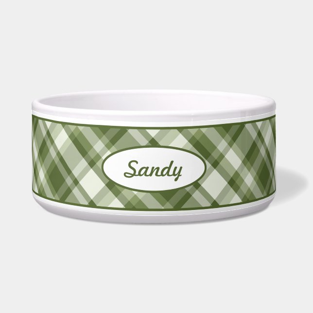 Green Plaid Pattern With Custom Pet Name (Front)