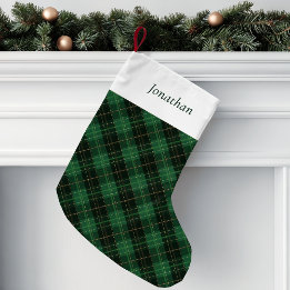 Green Plaid Personalized Small Christmas Stocking