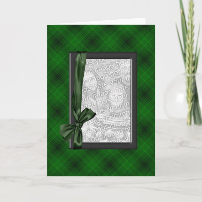 Green Plaid Photo Frame Card (Front)