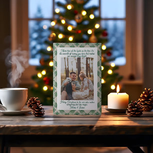 Green Plaid Portrait Photo Christmas Holiday Card