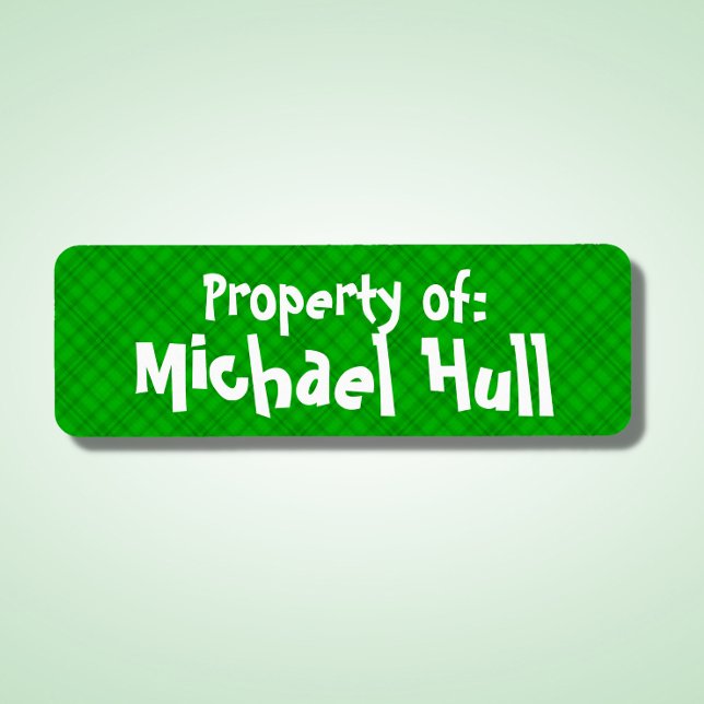 Green Plaid "Property of:" Label (Creator Uploaded)