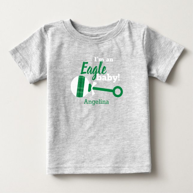 Green Plaid Rattle Eagle Baby T-Shirt (Front)