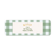 Green Plaid Return Address Label